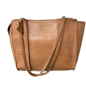 Leather Bag Vintage Tan Zip Top